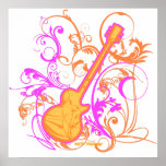 Grunge de la guitarra de la roca del chica del KRW Poster
