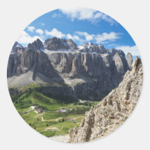 Grupo de Dolomiti - de Sella y paso de Gardena Pegatina Redonda