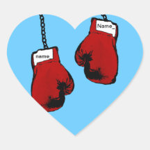 Guantes de boxeo pegatinas de corazon