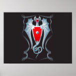 Guarda de plata del escudo del dragón posters