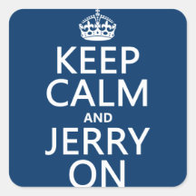 Guarde la calma y a Jerry en (cualquier color) Pegatinas Cuadradas