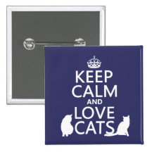 Guarde la calma y ame los gatos pins
