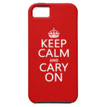 Guarde la calma y Cary en (cualquier color de fond iPhone 5 Protectores