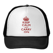 Guarde la calma y continúe gorros  