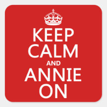 Guarde la calma y el color de encargo de Annie enc Calcomanía Cuadradas Personalizadas