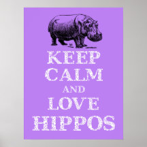 Guarde la calma y el diseño del poster de Hippotam