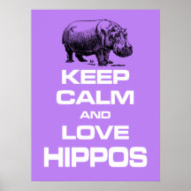 Guarde la calma y el diseño del poster de Hippotam
