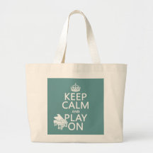 Guarde la calma y el juego en (piano) (cualquier c bolsas de mano