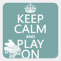 Guarde la calma y el juego en (piano) (cualquier c colcomanias cuadradas personalizadas