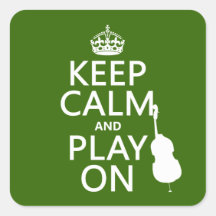 Guarde la calma y el juego en (violoncelo) (cualqu pegatinas cuadradas personalizadas