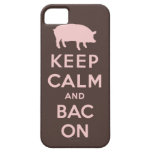 Guarde la calma y el tocino iPhone 5 Case-Mate protector