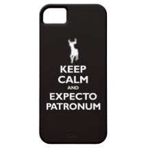Guarde la calma y Expecto Patronum (el negro) iPhone 5 Funda