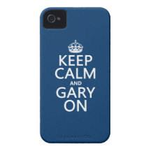 Guarde la calma y Gary en (cualquier color de fond iPhone 4 Case-Mate Protectores