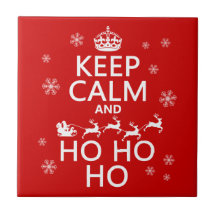 Guarde la calma y Ho Ho Ho - navidad/Santa Azulejo Cerámica