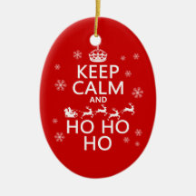 Guarde la calma y Ho Ho Ho - navidad/Santa Ornamentos De Navidad