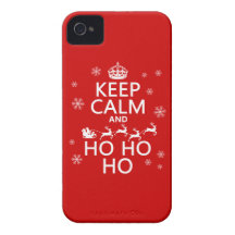 Guarde la calma y Ho Ho Ho - navidad/Santa iPhone 4 Case-Mate Funda