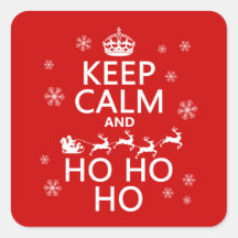 Guarde la calma y Ho Ho Ho - navidad/Santa Calcomanía Cuadradas Personalizadas