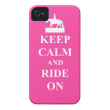 Guarde la calma y monte en (el rosa) iPhone 4 Case-Mate coberturas