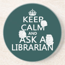 Guarde la calma y pregunte a bibliotecario posavasos manualidades