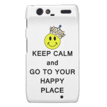 Guarde la calma y vaya a su lugar feliz droid RAZR funda