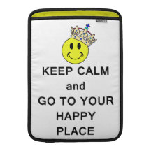Guarde la calma y vaya a su lugar feliz funda  MacBook