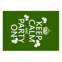 Guarde la calma y vaya de fiesta en (irlandés) (cu plantilla de tarjeta de negocio