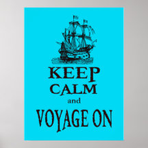 Guarde la calma y viaje en el poster inspirado de 