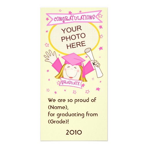 Guardería graduada del chica/tarjeta preescolar de plantilla para tarjeta de foto