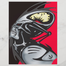 Guerrero del cráneo del Cyborg del metal Tarjetas Publicitarias