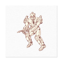 Guerrero del robot de Mecha con el arma de rayo Impresión En Lona Estirada