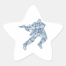Guerrero del robot de Mecha con el arma de rayo Colcomanias Forma De Estrella