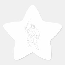 Guerrero del samurai con la espada de Katana Colcomanias Forma De Estrellaes Personalizadas