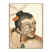 Guerrero maorí cerca de 1784 impresion de lienzo