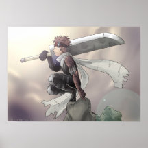 Guerrero solitario que mira el cielo posters