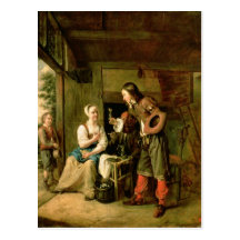 Guerrero y criado, 1653 tarjeta postal