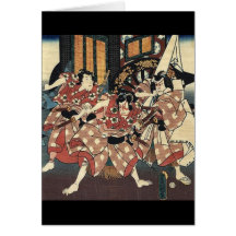 Guerreros japoneses del samurai del vintage felicitacion 