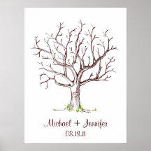 Guestbook del árbol de la huella dactilar del boda poster