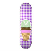 Guinga a cuadros púrpura; Cono de helado Patineta Personalizada