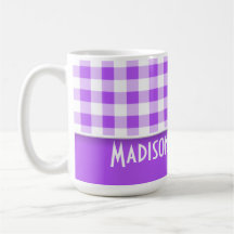 Guinga a cuadros púrpura; Lindo Tazas