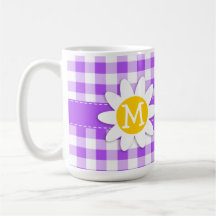 Guinga a cuadros púrpura; Margarita Taza