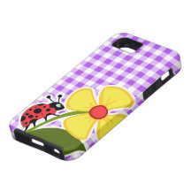 Guinga a cuadros púrpura; Mariquita iPhone 5 Funda