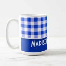 Guinga azul linda; A cuadros Taza De Café