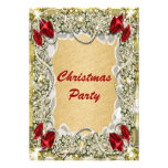 Guirnalda roja elegante del navidad del oro invitaciones personales 