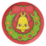 Guirnalda y Bell del navidad Platos De Comidas