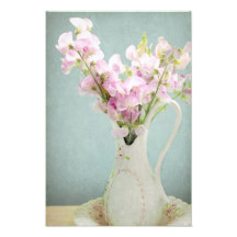 Guisantes de olor en florero antiguo arte fotografico