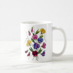 Guisantes de olor hermosos, coloridos, bordados tazas de café