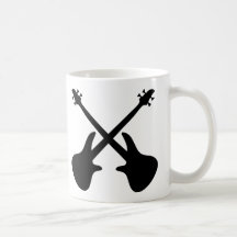 guitarra baja cruzada tazas