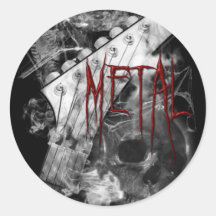 Guitarra del metal de la muerte etiquetas redondas