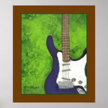 Guitarra eléctrica azul/púrpura abstracta w/green impresiones