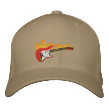 Guitarra eléctrica con el casquillo bordado llamas gorras de beisbol bordadas